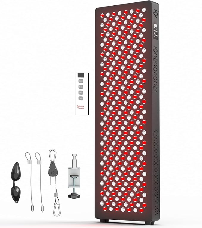 Life Finds 12 x 38 inch Red Light Therapy Panel Lamp for Skin and Muscles, Near Infrared Treatment, 300-LEDs, 390W, 5 Wavelength Modes, 214 Irradiance, Remote Control, LF-RL36 LifeFinds