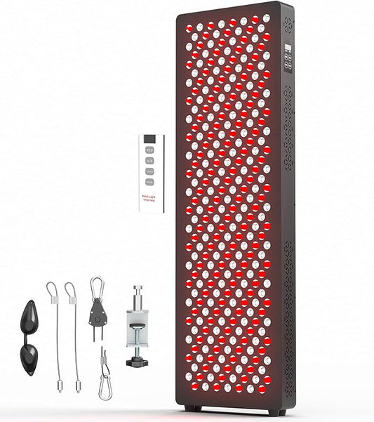 Life Finds 12 x 38 inch Red Light Therapy Panel Lamp for Skin and Muscles, Near Infrared Treatment, 300-LEDs, 390W, 5 Wavelength Modes, 214 Irradiance, Remote Control, LF-RL36 LifeFinds