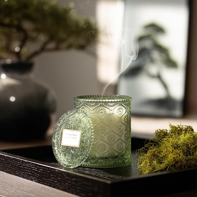 LA JOLIE MUSE Kyoto Vine & Moss Candle - Green Leaves, Tree Moss, Vetiver | 6 oz Natural Soy Wax | 40 Hours Clean Burn | Fresh Scented Candle | Gift-Ready for Hosts & Gatherings - Bloomnest