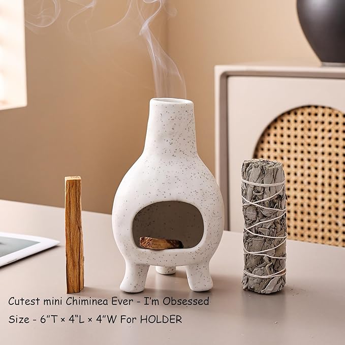Ceramic Palo Santo Holder Burner - Mini Chimenea Incense Dish for Meditation Décor - Palo Santo Holder for Burn Palo Santo Sticks,Cones,Aromatherapy Yoga JialanGulong