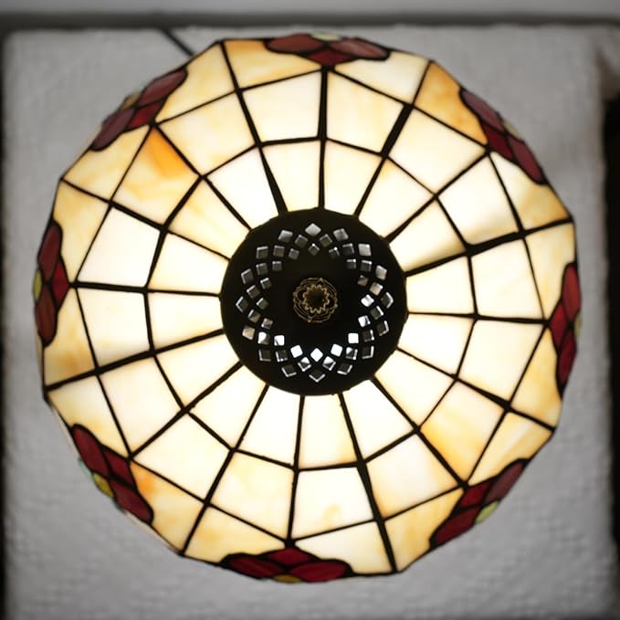 Red Tuilp Tiffany Lamp Stained Glass Table Lamps Antique Vintage Style Bedside Nightstand Nightstand Decor Living Room Bedroom Office Home Retro Bar Hotel 12 Inch Unique Flower Reading Desk Lamps - Bloomnest