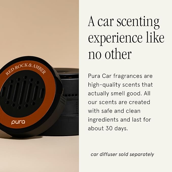 Pura Car Scent Refill - Fragrance for Pura Car Diffuser - Clean & Safe Luxury Diffuser Scent - Long-Lasting Fragrance for 30 Days of Aroma - Red Rock & Amber - Bloomnest