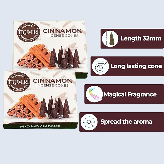 Cinnamon Incense Cones - Total 60 Cone Incense - Six Packs of 10 Insence Cones - Incense Cones Scented - Cone Incense Scents - Insense Cones - Inscent Cones TRUMIRI