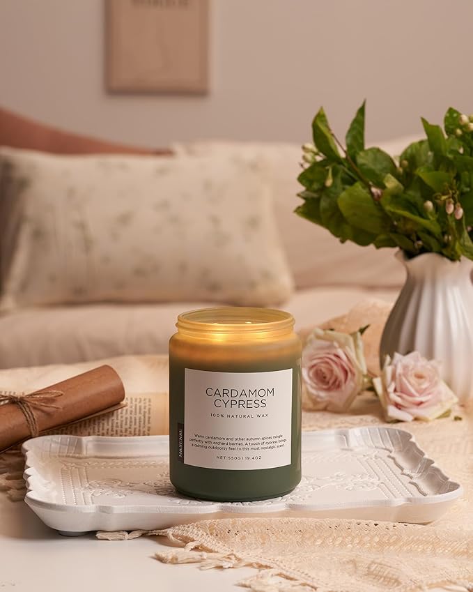 M&SENSE Spice Cardamom Cypress Large Soy Candles for Home Scented 2 Wick Large Soy Natural Candles 19.4oz 110 Hours Long Lasting Slow Burning, Christmas Holiday Woody Scented Winter Gifts - Bloomnest