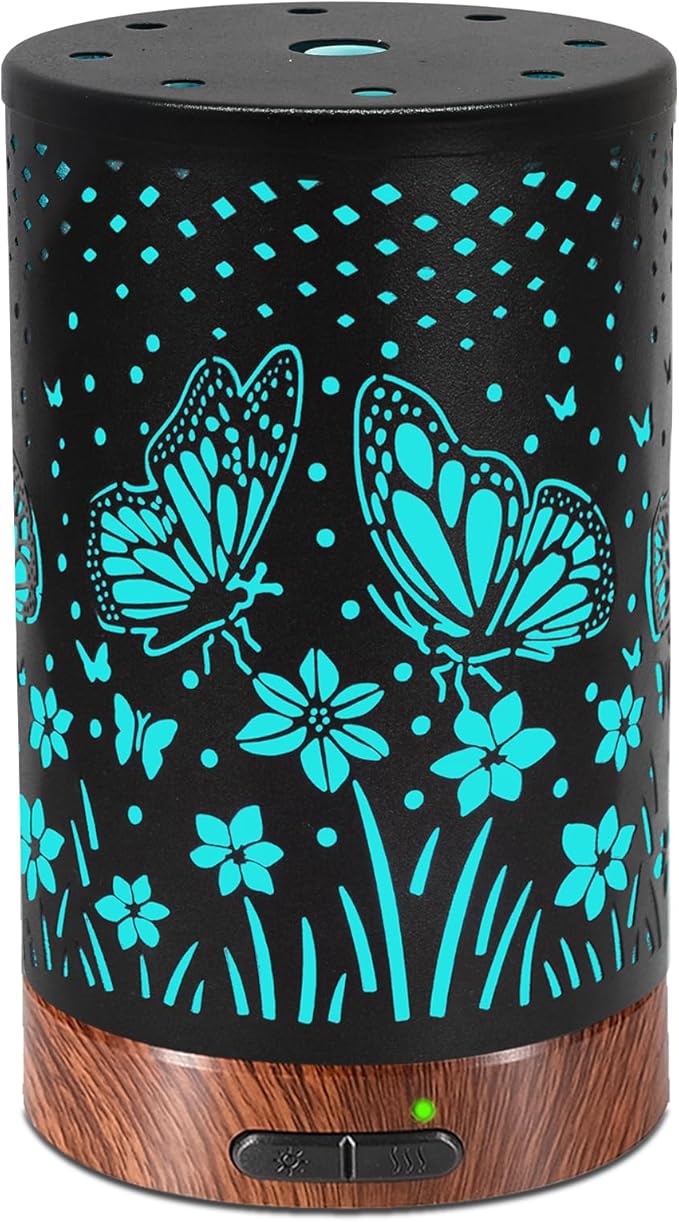 Essential Oil Diffuser - 150ML Metal Aromatherapy Diffuser for Essential Oils with 7 Colors Lights Gifts for Mom Auto Shut-Off & Ultrasonic Cool Mist Diffuser, Ambience for Home - Bloomnest