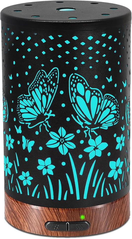 Essential Oil Diffuser - 150ML Metal Aromatherapy Diffuser for Essential Oils with 7 Colors Lights Gifts for Mom Auto Shut-Off & Ultrasonic Cool Mist Diffuser, Ambience for Home - Bloomnest