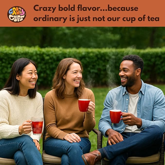 Crazy Cups Hot Cinnamon Spice Herbal Tea Pods, 22 Count | Caffeine Free, Kosher Certified, Warming Cinnamon & Star Anise Blend, K Cup Compatible Pods, Bold Spiced Flavor, Gluten Free, Vegan - Bloomnest
