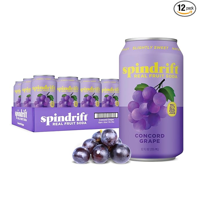 Spindrift "Concord Freeze" Grape Soda Made With Real Squeezed Fruit 12 Pack Case - Bloomnest