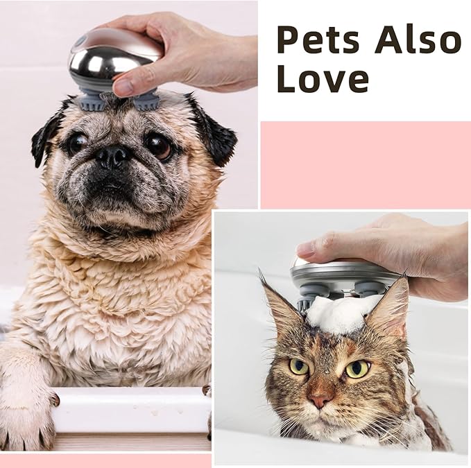 cotsoco Electric Pet Cat Massager for Cats and Dogs Care with 8 Massage Heads, Handheld Cordless Head Scratcher Scalp Massager for Hair Growth, Deep Clean and Stress Relax, Gifts for Women, Men,Pets cotsoco