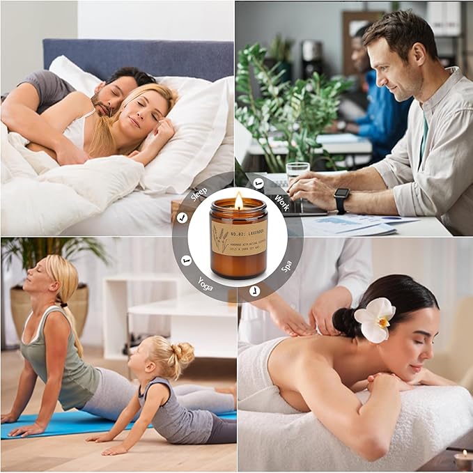 Soy Wax Candle Gift Set, 4 Pack Scented Candles for Home – Sandalwood & Fresh Rose, Lavender, Amber & Moss–Long Lasting Aromatherapy Candles for Stress Relief & Holiday Gifts for Family, Friends - Bloomnest