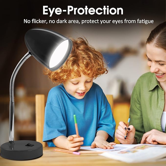 ENERGETIC SMARTER LIGHTING LED Desk Lamp, Flexible Gooseneck with Table lamp, 3.5W 240LM 4000K Cool White Study Lamps for Bedroom and Office, Eye Protection, ETL Listed,Black - Bloomnest