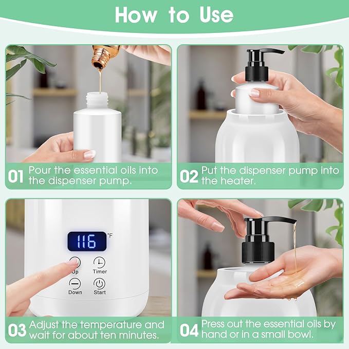 Gugxiom Massage Oil Warmer, LED Display Single Bottle Lotion Heater, Temperature Control Massage Table Warmer with 2 Oil Bottles, for Lotion Cream Massage Oil (US Plug) - Bloomnest