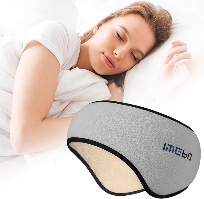 Sleep Mask with Adjustable Heads, Earmuffs for Sleep, Ear Warmers for Men & Women, 2 in 1 Ear Mask and Eye Cover, Comfortable & Soft for Side Sleepers (Grey) - Bloomnest