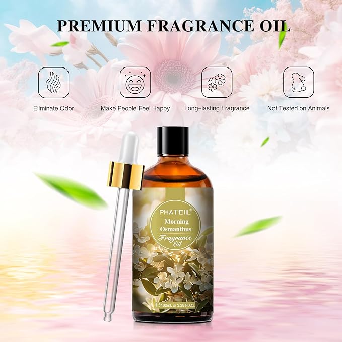 PHATOIL 100ML Morning Osmanthus Fragrance Oils, Huge 3.38fl.oz Bottle Morning Osmanthus Oil, Pure Aromatherapy Oils for Diffuser, Humidifier, Scented Oils for Soap, Candle Making - Bloomnest