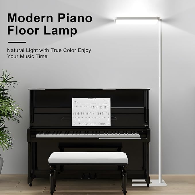 LED Floor Lamp 78ines Tall Floor Lamp 80W White Mordern Office Standing Lights Eye-Care Reading Lamps for Living Room Study Bedroom 4000K Daylight - Bloomnest