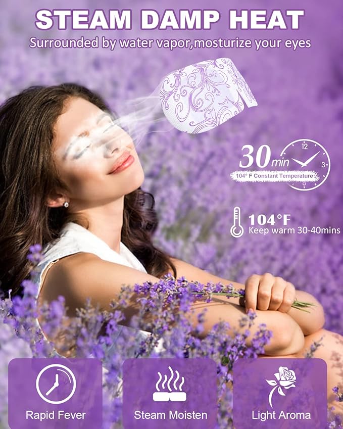 ProCIV 16 Packs Steam Eye Masks for Dry Eyes Self Heated Eye Mask Disposable Sleep Mask Soothing Headache Relief Dry,Hot Warm Compress for Stress Relief Relief Eye Fatigue, Spa Gifts - Bloomnest