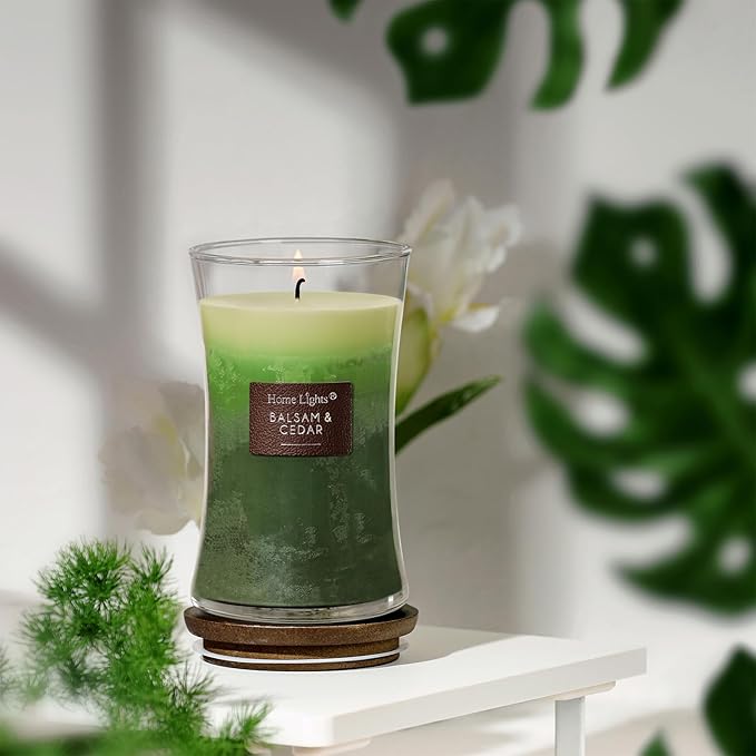 HomeLights 3-Layer Candles for Home Scented, 21.52 OZ Natural Soy Wax Scented Candles Burns Up to 100 Hours, Large Jar,Balsam & Cedar - Bloomnest