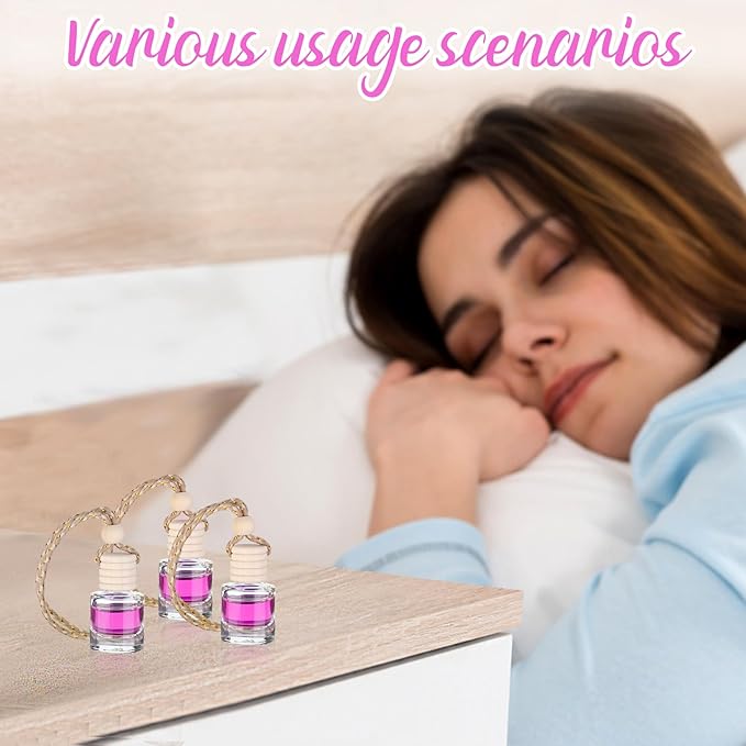 60 Pcs Hanging Car Air Freshener Car Diffuser Bottle Empty Glass Perfume Air Freshener Diffuser Bottle Pendant for Essential Oils Fragrance Aromatherapy Ornament Decor (Cylinder Style) - Bloomnest