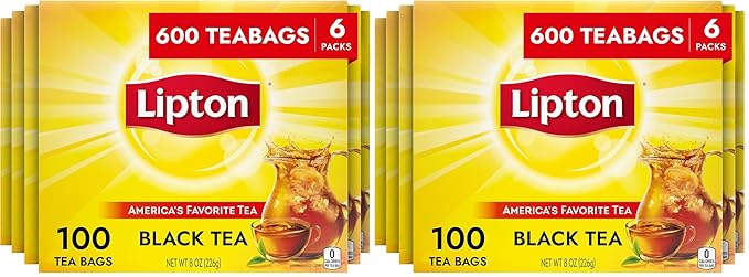 Lipton Black Tea Bags,Hot or Iced,Black tea with Caffeine,1200 Total Bags (100ct),(Pack of 12) - Bloomnest