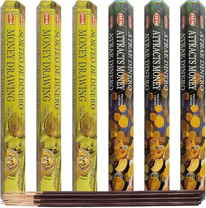 Money Drawing & Attracts Money Incense Sticks & Holder Bundle Variety Pack from Hem Trumiri Insense Insence