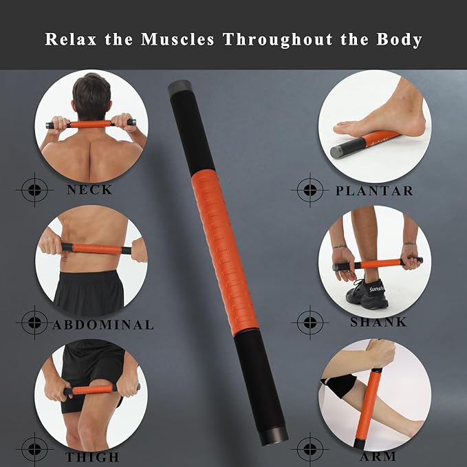 Muscle Roller Massage Stick for Legs Massager Roller-Calf Roller Deep Tissue Release Muscle Soreness, Trigger Points for Legs, Neck, Calves, Thighs, Shins, Back (Orange)