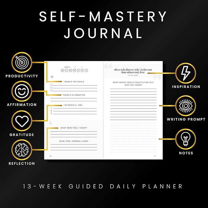 Self-Mastery Journal for Men - Gratitude Journals – 5 Minute Journal - Reflection Manifestation Journals for Mindfulness – Self Care Journal – Goal / Guided Gratitude Journal for Women & Men - Bloomnest