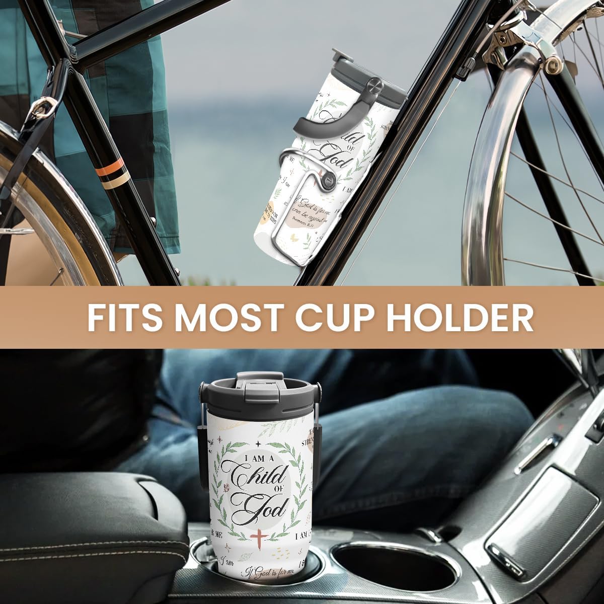 SANDJEST Christian Tumbler with Handle 30oz, Religious Gifts for Women, Inspirational Gifts for Her for Birthday Christmas Mothers Day, Stainless Steel Flip Straw Insulated Tumblers Coffee Travel Cup