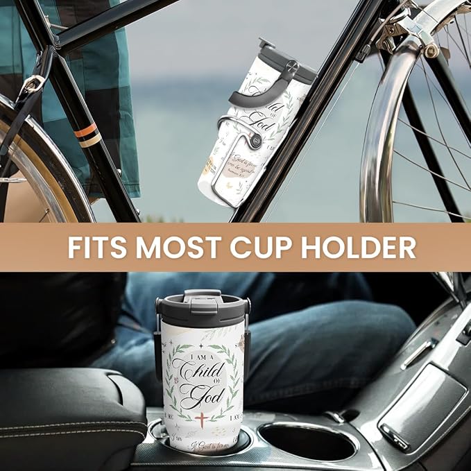 SANDJEST Christian Tumbler with Handle 30oz, Religious Gifts for Women, Inspirational Gifts for Her for Birthday Christmas Mothers Day, Stainless Steel Flip Straw Insulated Tumblers Coffee Travel Cup - Bloomnest