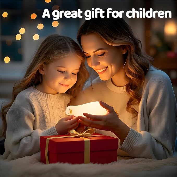 Lying Cute Duck Lamp Night Light for Kids,Cute Room Decor Silicone Duck Lamp for Baby,Night Lights for Baby Nursery,3-Colors USB Rechargeable Gift for Kids Boys and Girls Bedroom Decor - Bloomnest