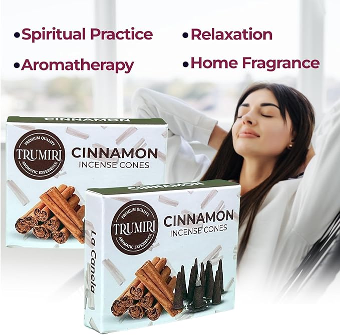 Cinnamon Incense Cones - Total 60 Cone Incense - Six Packs of 10 Insence Cones - Incense Cones Scented - Cone Incense Scents - Insense Cones - Inscent Cones TRUMIRI