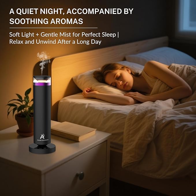 Waterless Scent Diffuser, Essential Oil Diffuser for Large Room up to 1500 Sq Ft with Warm White Breathing Light, Remote and Touch Control, No Oils Included, for Home Office Hotel