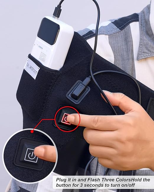 Shoulder Heating Pad - 3-Temperature USB Rechargeable, Adjustable Heat Wrap for Men & Women, Portable Cordless Shoulder Warmer (1 Pce Black-New) - Bloomnest