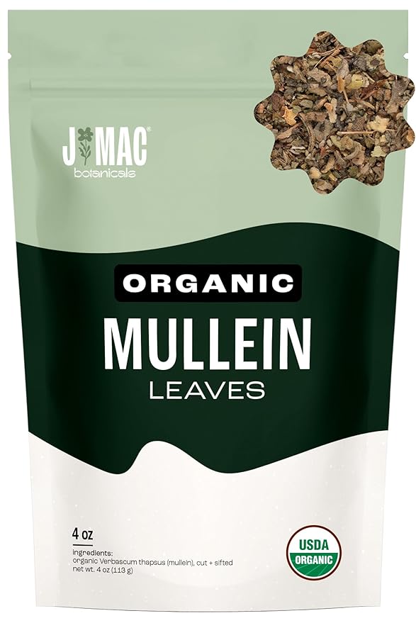 J Mac Botanicals Organic Mullein Leaves (4 oz) Certified USDA Organic. Loose Leaf Mullein Herbal Tea - Bloomnest