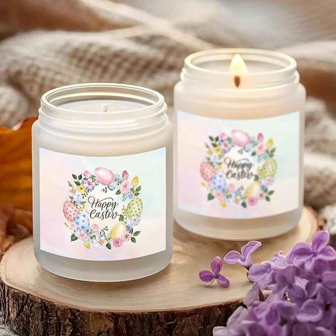 Easter Candle - Cream Vanilla Scented Natural Soy Wax Candel for Home, Egg Décor Spring Candle, Easter Gifts for Women, Clean Burning, Vegan Jar Candle for Birthday,Aromatherahpy,Relaxation(7oz) - Bloomnest