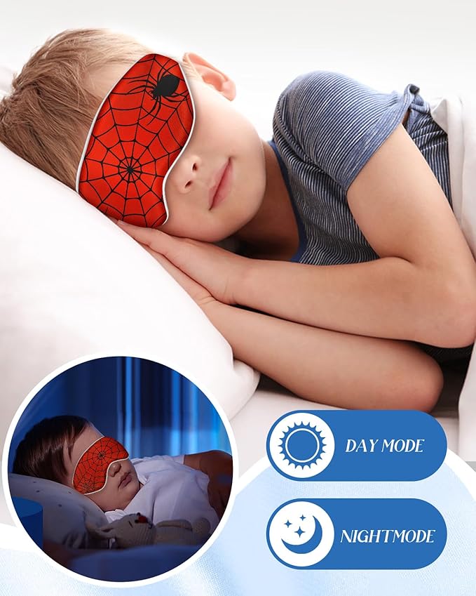 Silk Sleep Mask for Kids - Cute Cartoon Eye Cover for Boys Girls Teens With Soft Smooth Adjustable Straps, Red Zhizhu - Bloomnest