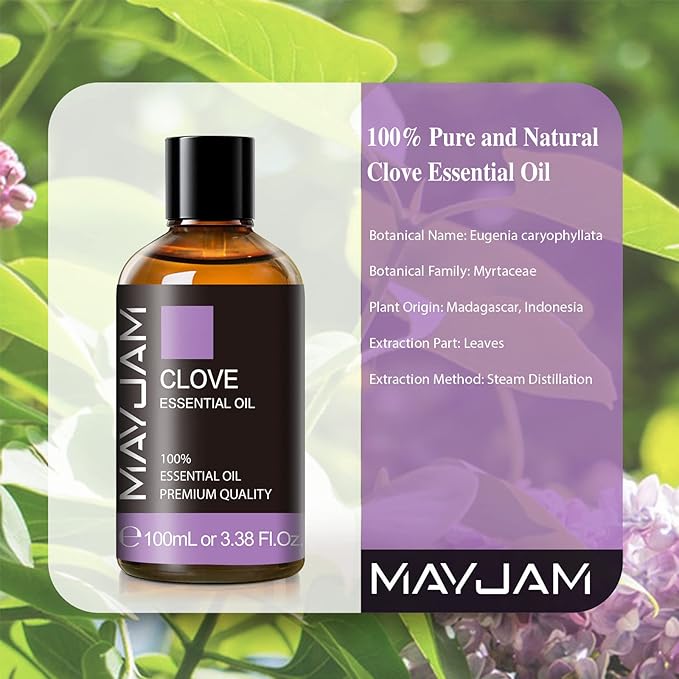 Clove Essential Oil, 3.38FL.OZ Pure Essential Oils by MAYJAM, Large Volume Clove Oil, Perfect for Aromatherapy Diffuser, Great for DIY Candle and Soap Making - Bloomnest