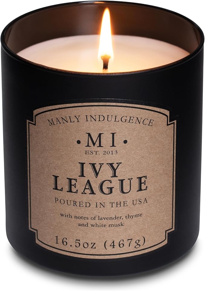 Manly Indulgence Ivy League Scented Candles for Men, 16.5 oz Single Wick, Premium Soy Blend Wax, 60H Burn, Candles for Home Scented – Made in The USA - Bloomnest