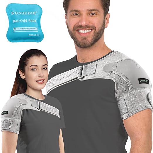 Compression Recovery Shoulder Brace Immobilizer for Torn Rotator Cuff,AC Joint Pain Relief,Dislocation,Arm Stability,Injuries,Tears,Adjustable Fit Supports for Men&Women(Gray, Large) - Bloomnest