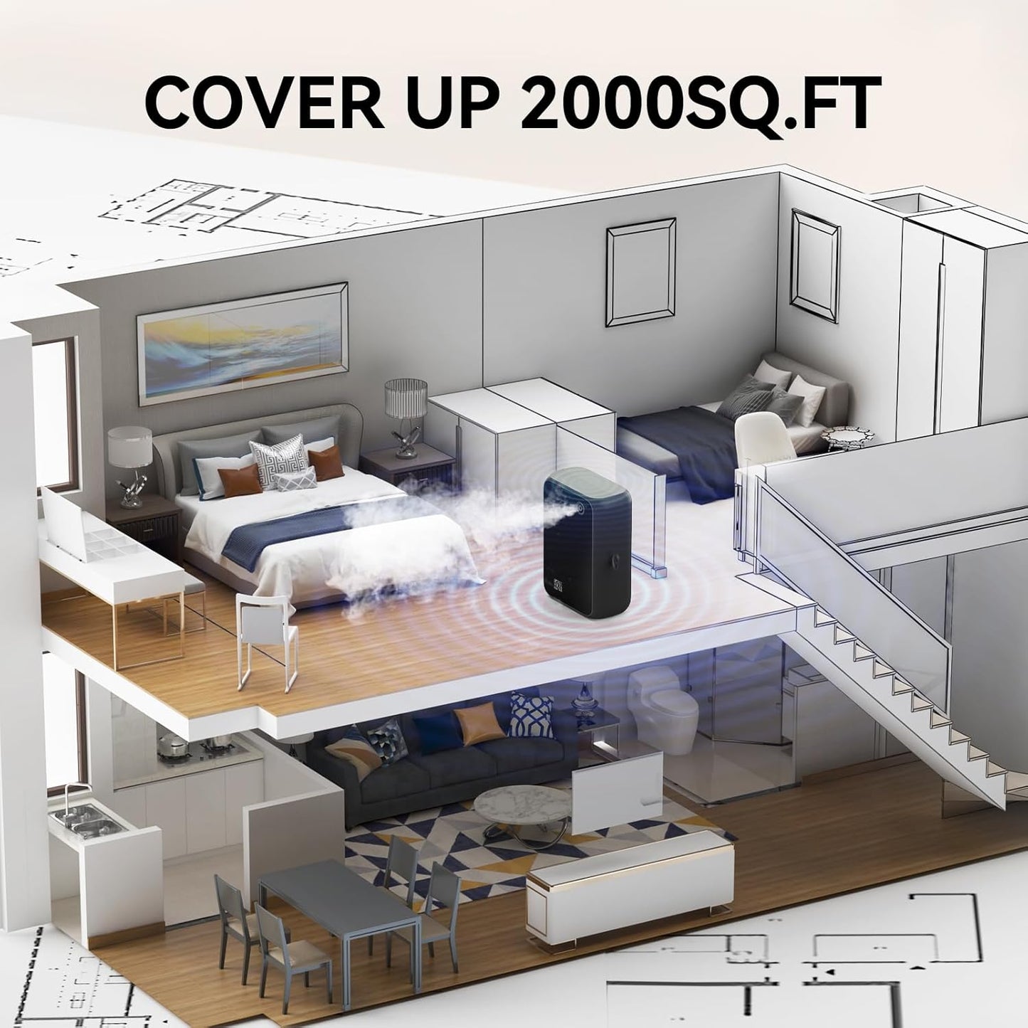 Smart Essential Oil Diffuser with Bluetooth,Waterless Scent Machine for Home,Office,Hotel,and Large Room – Timer Function & Quiet Operation,Black