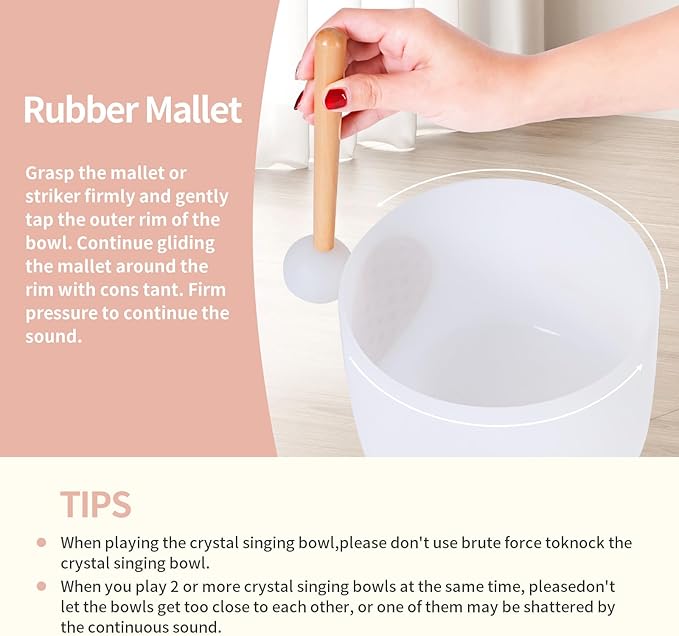 Singing Bowls 432hz C Note 8-Inch Tree of Life Crystal Singing Bowl With A Free Mallet And O-Ring For Sound Healing, Meditation, Yoga, And Sound Baths