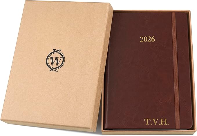 Wykeham's Executive 2026 Daily Journal Planner – US Public Holidays & Format – Customization Available (Personalized Conker, 8.5"×5.5") - Bloomnest
