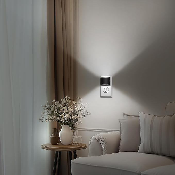 DORESshop LED Night Light[2 Pack], Night Lights Plug into Wall, 3 Level Brightness Adjustable Plug in Night Light, Dusk to Dawn Sensor, Nightlights for Adults, Bedroom, Bathroom, Hallway, 5000K - Bloomnest