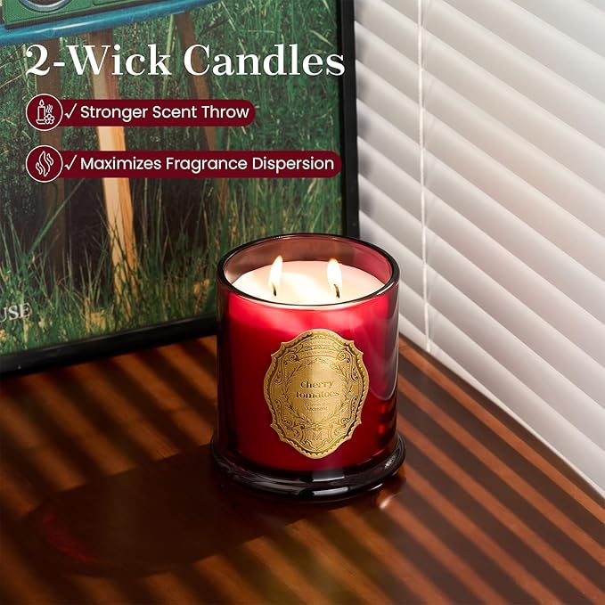 M&SENSE Tomato Leaf Candles for Home Scented, 2 Wick 12.7oz Soy Wax Candles Non Toxic,70 Hours Long Burning,Luxury Candles Gift for Stress Relief, Meditation, Yoga - Bloomnest