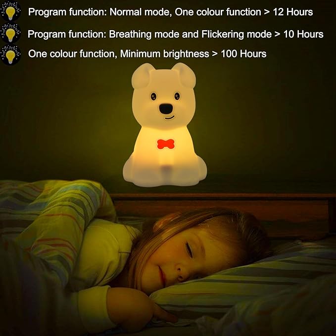Large Size Dog Night Light for Kids, Nightlights for Children, Cute Puppy Animal Lamp 9 Colors Changing for Room Soft Light for Girls Boys Student Teen Woman Elder Holiday Gift - Large - Bloomnest