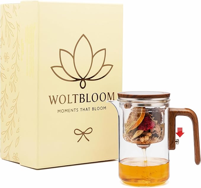 Enchanti Tea Pot - Modern Glass Infuser Teapot - Water Separation Magic Teapot with Heat-Resistant Handle - Elegant Gift Box & Writable Card - Perfect for Loose Leaf Tea - 600 ML (20oz)