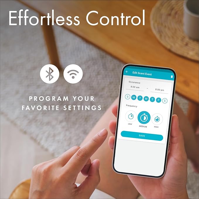 ScentAir Whisper Home | White Diffuser Machine, Scents up to 800 Sq. Ft Room, Compatible with Alexa & Google, WiFi & Bluetooth Enabled - ScentAir Cartridge Golden Bamboo