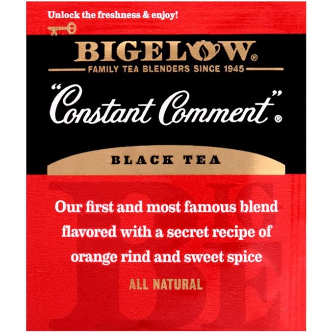 Bigelow Constant Comment Tea 28-Count Box (Pack of 1) Spiced Premium Black Tea with Orange Peel Antioxidant-Rich Full Caffeine Black Tea in Foil-Wrapped Bags - Bloomnest