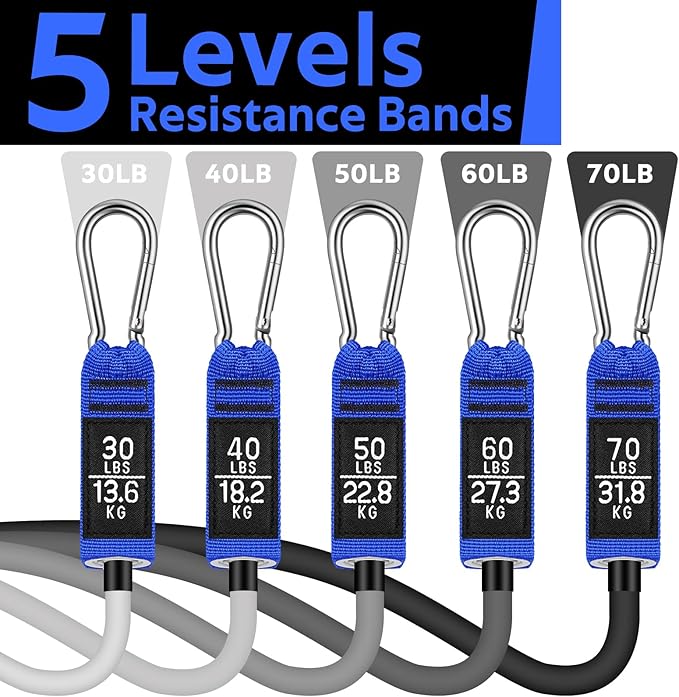WALITO Resistance Bands Set - Exercise Bands with Handles, Door Anchor, Legs Ankle Straps, for Heavy Resistance Training, Physical Therapy, Muscle Training, Yoga, Home Workouts, Gym - Bloomnest