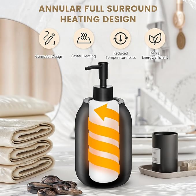 Massage Oil Warmer Bottle Professional Electric Lotion Digital Heater for SPA, Portable Oil Warmer Heated Cream for Beauty Salon Home, with ℃/℉ Switchable Display, Two Oil Dispenser Bottle - Bloomnest