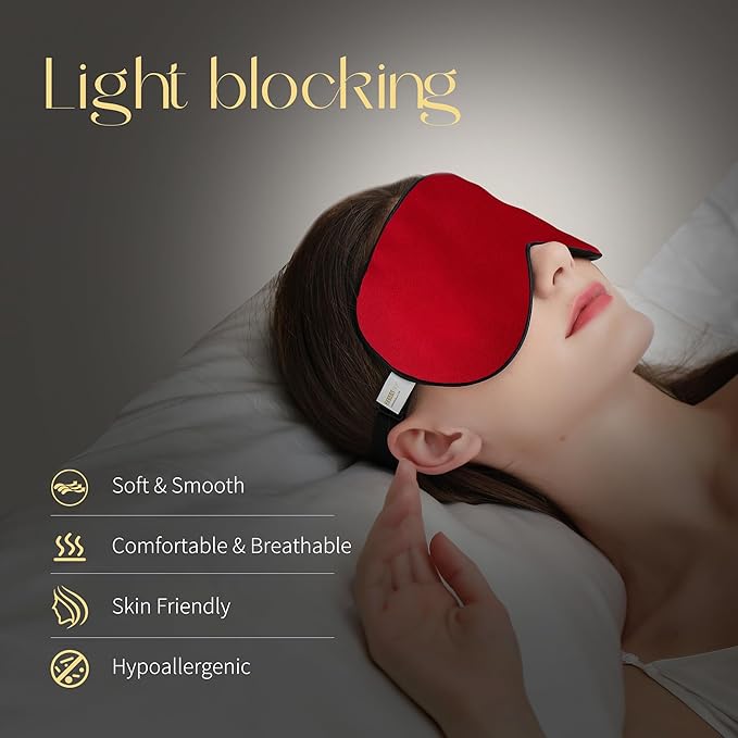 ZIMASILK 100% Natural Silk Sleep Mask Blindfold,Adjustable Super-Smooth Soft Eye Mask for Sleep with Bag (Burgundy) - Bloomnest